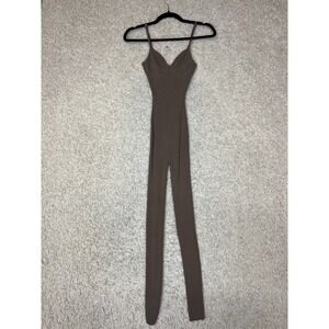 Nichole Lynel Ribbed Jumpsuit Sleeveless Womens Small Brown